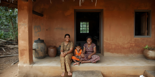 Happy family about rush lanka